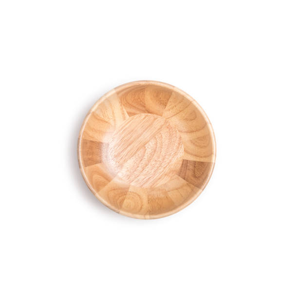 istock Empty wooden bowl isolated on white background 919563786