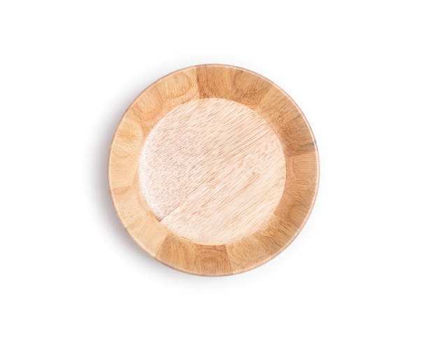 istock Empty wooden bowl isolated on white background 919563826