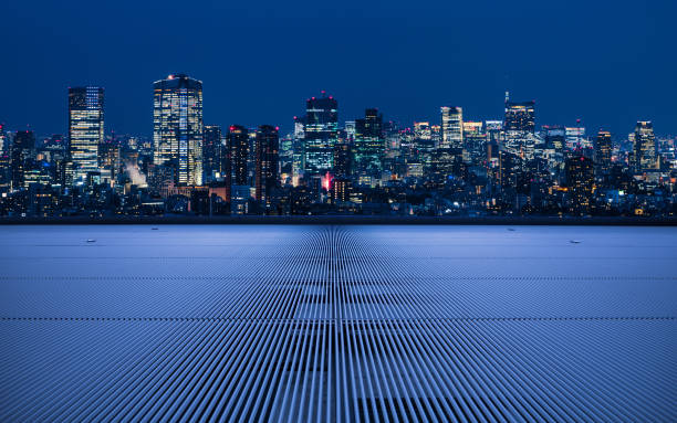 paysage urbain moderne vu de la plate-forme d’observation. - buildings at night photos et images de collection