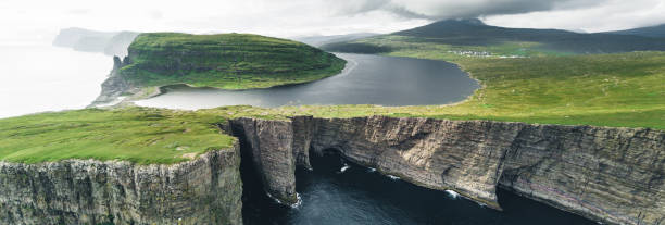 Sorvagsvatn cliffs at faroe islands