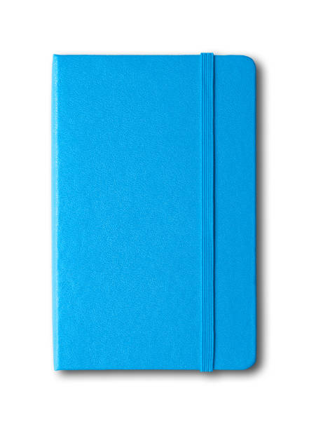 흰색 절연 블루 닫힌된 노트북 - note pad leather diary book 뉴스 사진 이미지