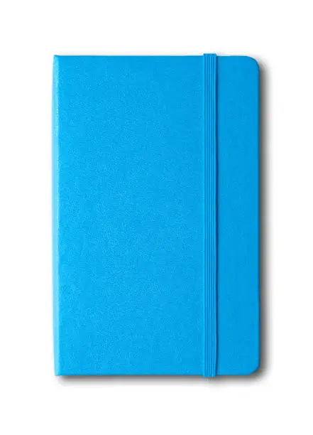 blue closed notebook mockup isolated on white