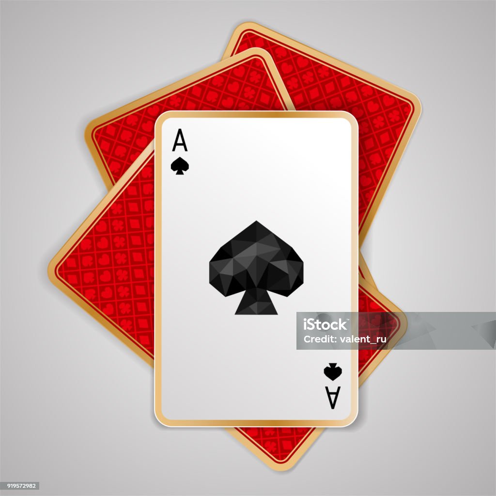 ein Pik Ass in vier Spielkarten. Pokerhand zu gewinnen - Lizenzfrei Kartenspiel Vektorgrafik