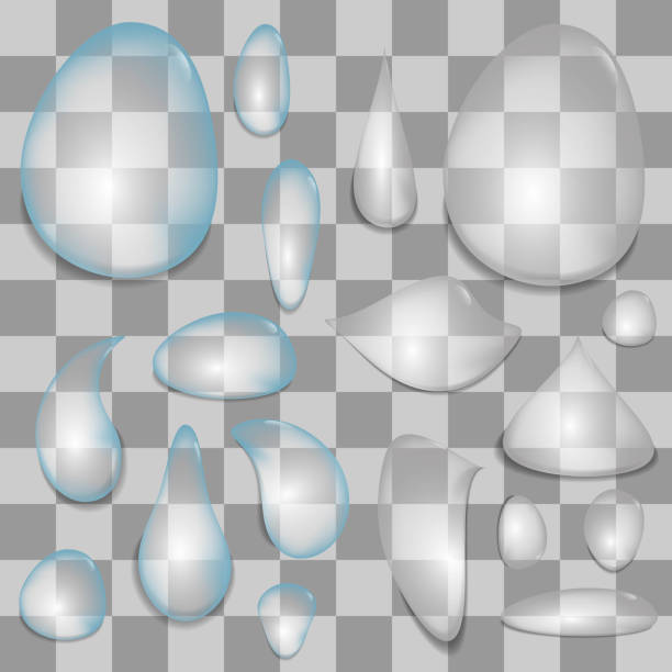 istock 3d Vector set of realistic blue and white clear water droplet on the transparent background. Liquid drop mockup. Template for your design. 919573254