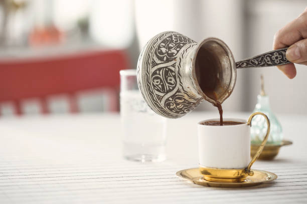 istock Traditional Turkish coffee with copper coffee pot 919573392
