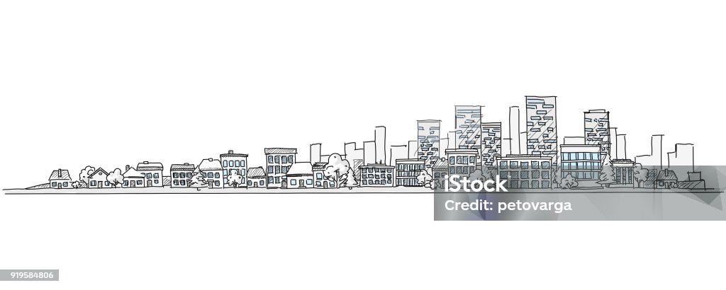 Urban Landscape Hand Drawing With City Skyline Background Stock Illustration - Download Image Now - iStock Urban Landscape Hand Drawing With City Skyline Background Stock Illustration - Download Image Now - iStock