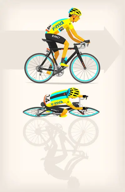 Vector illustration of Man riding bike at full speed