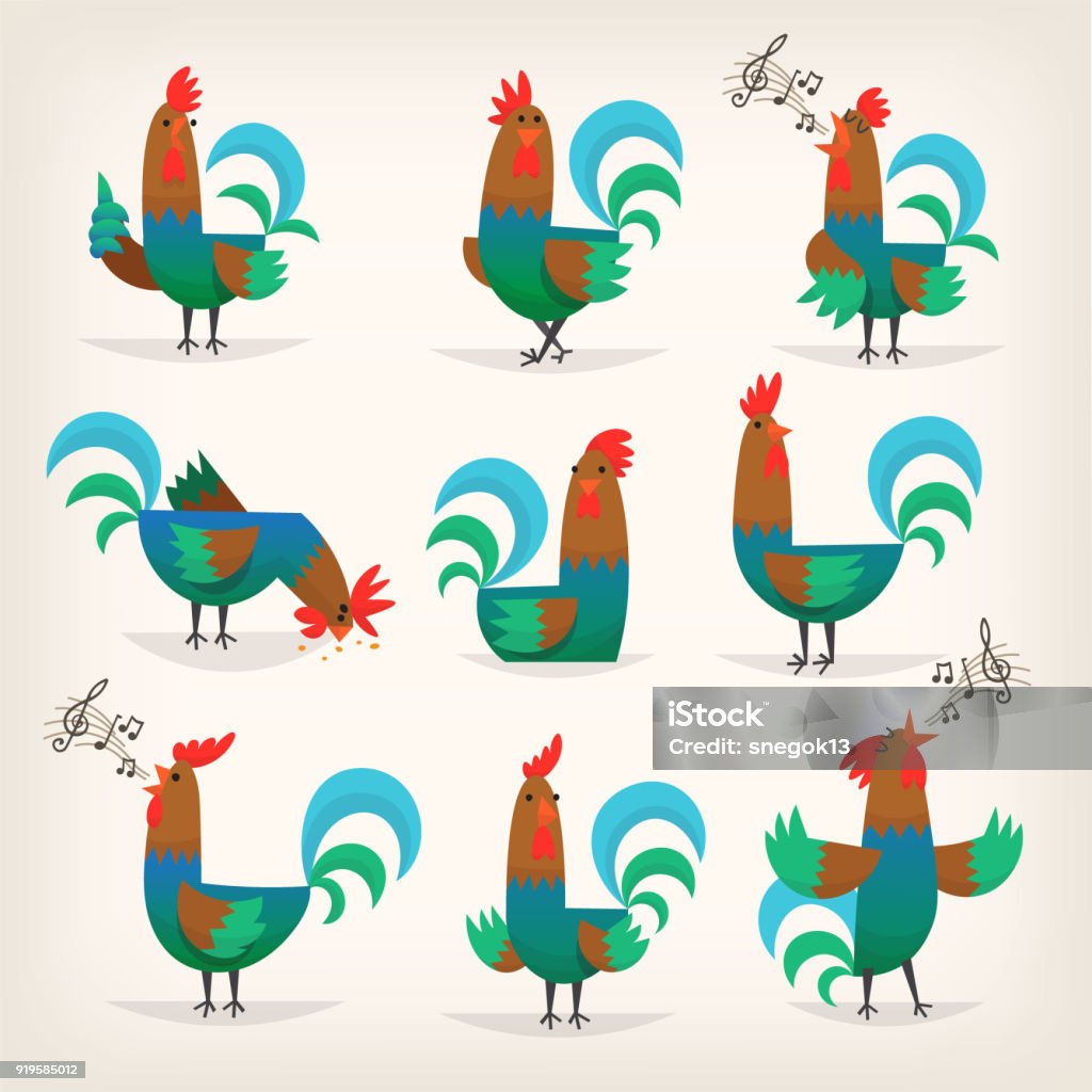 Gallo de granja - arte vectorial de Gallo libre de derechos