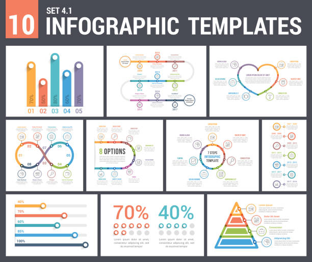 9 infografik vorlagen - herzform grafiken stock-grafiken, -clipart, -cartoons und -symbole