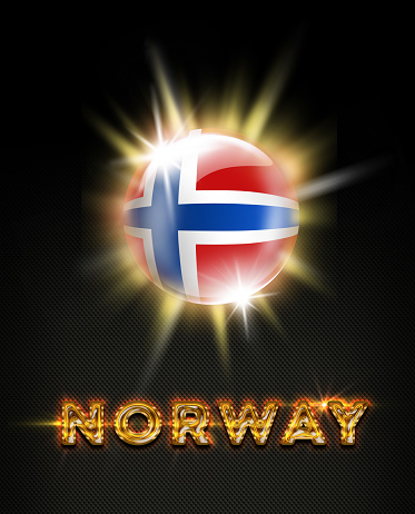 Norway exploding button with norwegian flag and name on black