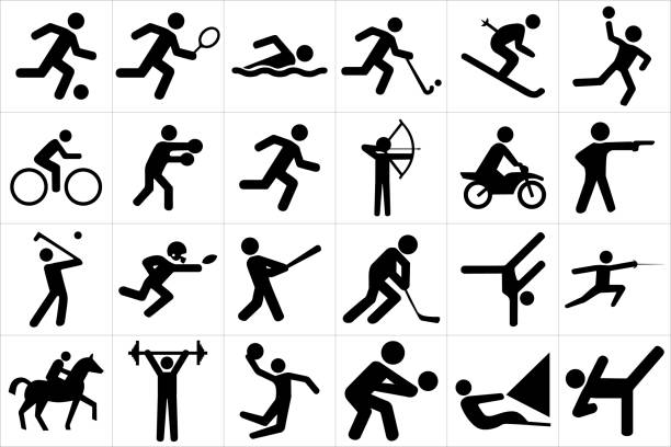 Sports icon set Large and detailed set of different sports icons ski ball stock illustrations