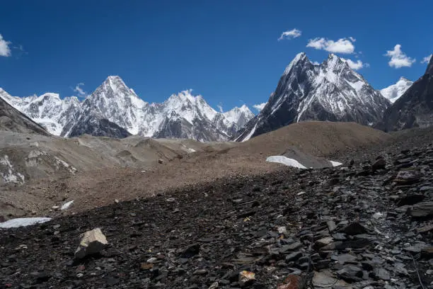 Gasherbrum mountain massif in Karakoram range, K2 trek, Pakistan, Asia