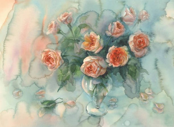 istock sweet orange roses colorful background watercolor 919621460