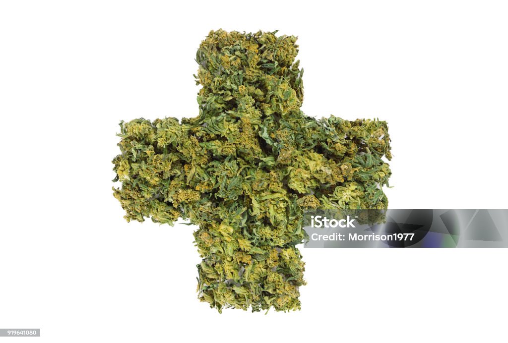 medical marijuana cross symbol medical marijuana cross symbol isolated on white background Cannabis Plant Stock Photo