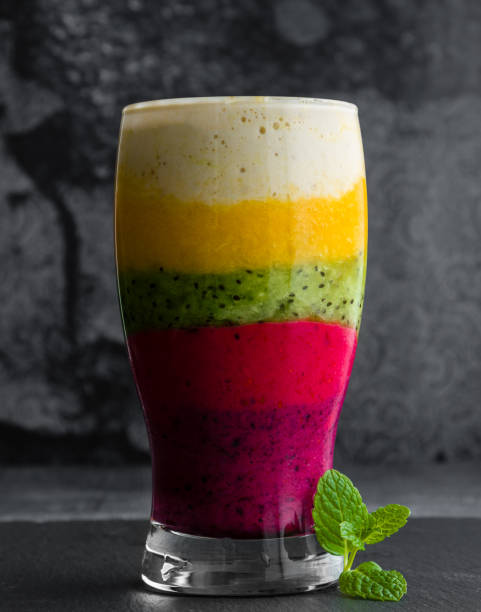 colorful fruit smoothie stock photo