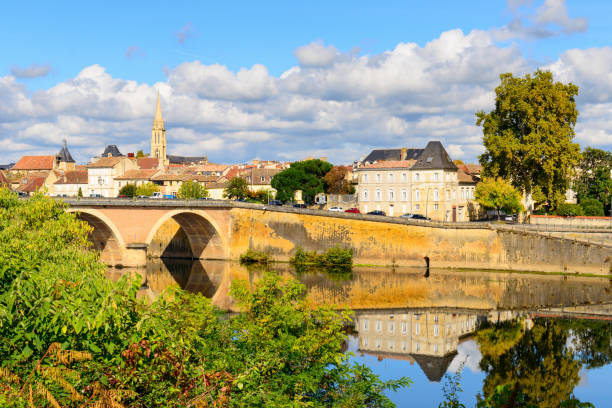 Medieval town Bergerac on the Dordogne River stock photo