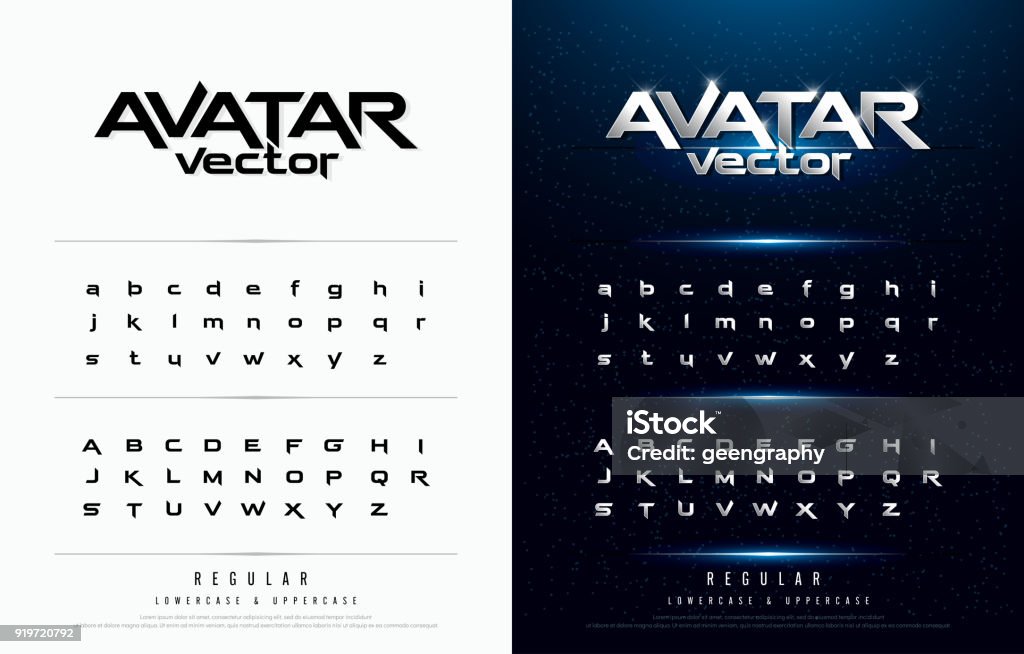 Tecnologia alfabeto prata metálico e efeito projetos para logotipo, cartaz, convite. Exclusivo letras tipografia regular fonte digital e o conceito de esporte. ilustrador vetorial - Vetor de Texto Datilografado royalty-free