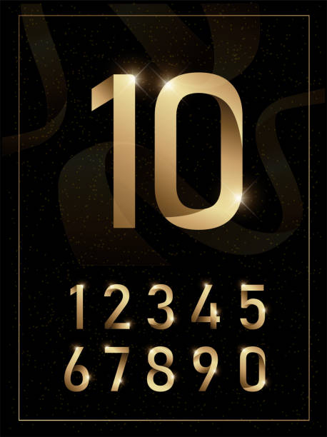 Elegant Golden Metal Numbers 1 2 3 4 5 6 7 8 9 10 Gold Number Alphabet  Typeface Glowing Text Effect Vector Illustration Stock Illustration -  Download Image Now - iStock