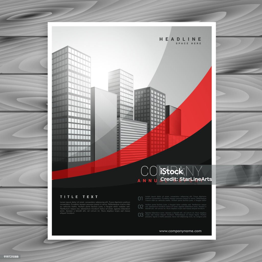 wavy red and black company brochure design Flyer - Leaflet stock vector