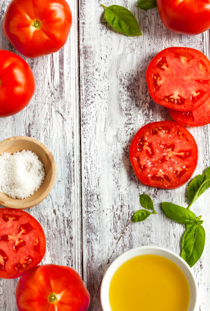 istock Fresh tomatoes, basil, olive oil and salt 919747746