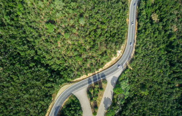 istock Aerial views of roads with curves 919762720