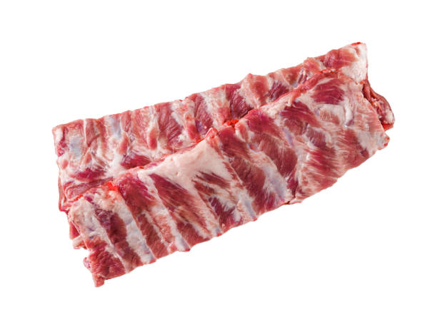 istock Isolated image of raw pork ribs on white background, top view 919764172