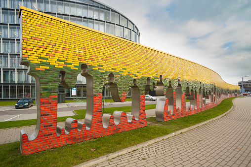 Vilnius, Lithuania - November 21, 2017:  The Road of Freedom Memorial Wall (The Baltic Way) in Vilnius