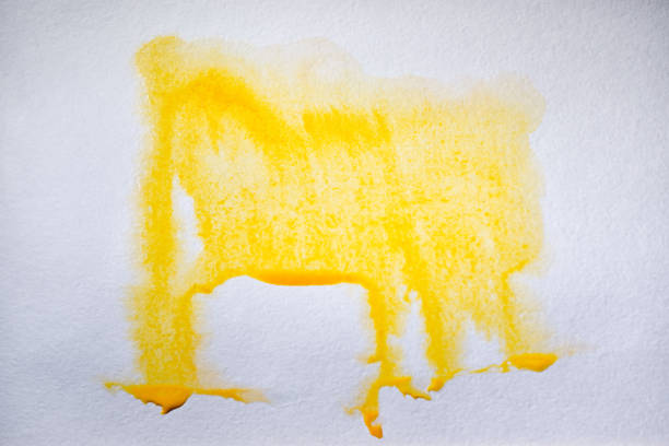 istock Abstract space hand painted watercolor wet background. Yellow template. 919778338