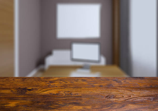 istock Background with empty wooden table. Flooring. Meeting room. 919789756