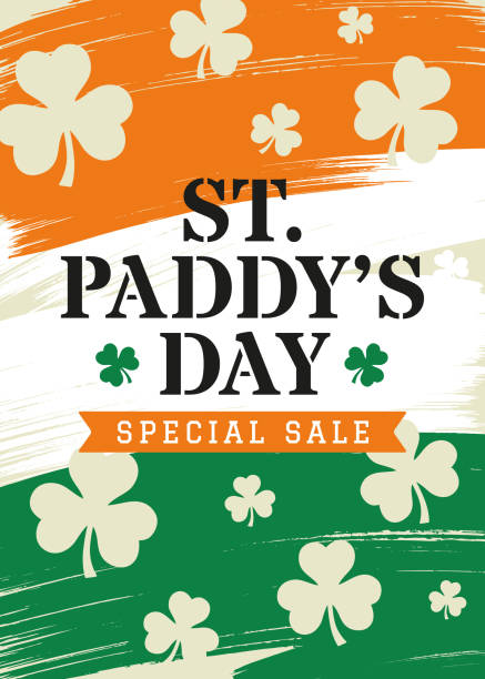 ilustrações de stock, clip art, desenhos animados e ícones de st. patrick s day sale background - design for advertising, banners, leaflets and flyers. - irish culture st patricks day backgrounds clover