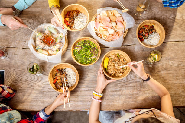 istock Top view on the table full of asian meals 919806664