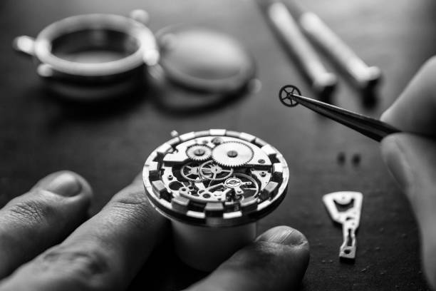 istock Process of installing a part on a mechanical watch, watch repair 919814720