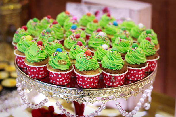 green cupcakes for wedding celebration
