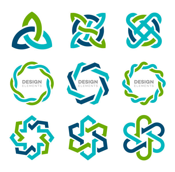 Design Elements Design and icon elements in blue and green colors. support borders stock illustrations