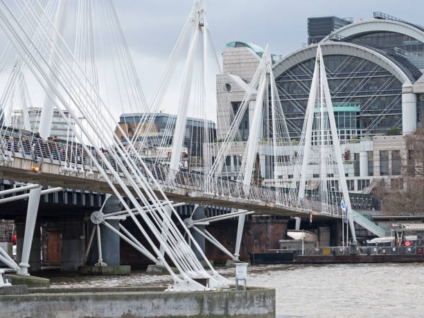 The original Hungerford Bridge across the Thames