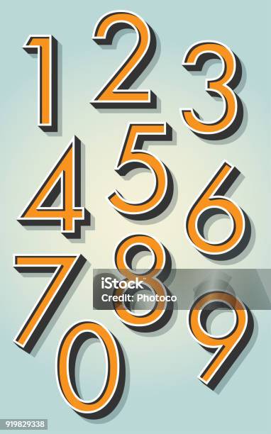 Retro 3d Numbers Stock Illustration - Download Image Now - Number, Financial Figures, Three Dimensional