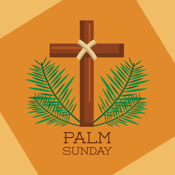 illustrazioni stock, clip art, cartoni animati e icone di tendenza di domenica palma sacra croce rami decorazione - 40 weeks