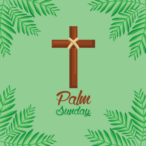 istock palm sunday cross and frond green background 919833570
