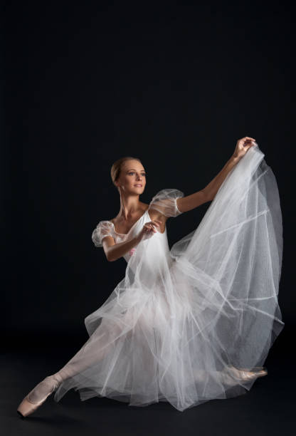 istock Ballerina in studio on a black background 919852774