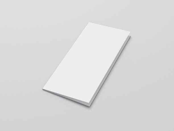 Blank folded paper Leaflet or Flyer mock up on gray background