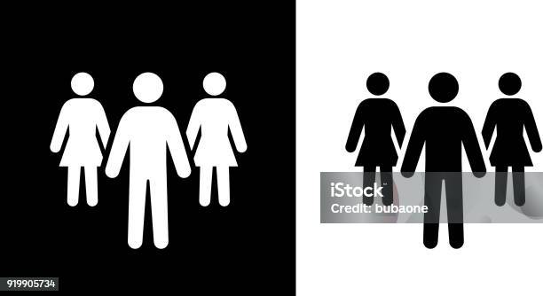 Man And Two Women Work In The Team Stock Illustration - Download Image Now - Stick Figure, Outline, White Background