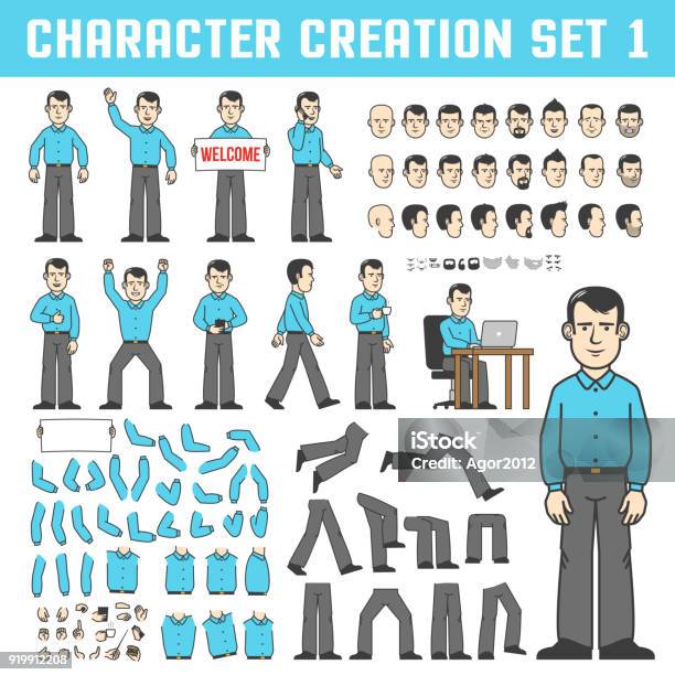 Character Creation Set Stock Illustration - Download Image Now - Characters, Avatar, Creation