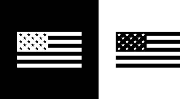 USA Flag. USA Flag.This royalty free vector illustration features the main icon on both white and black backgrounds. The image is black and white and had the background rendered with the main icon. The illustration is simple yet very conceptual. usa flag stock illustrations