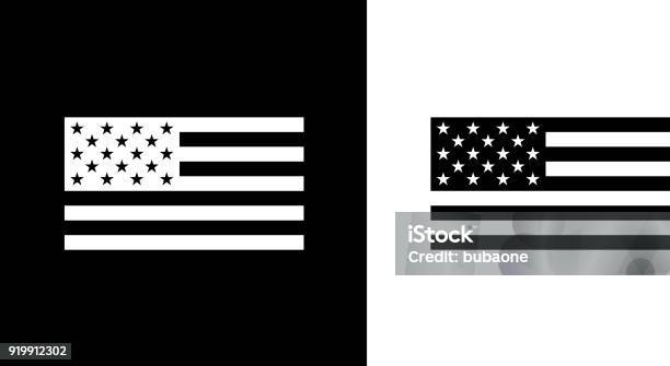 Usa Flag Stock Illustration - Download Image Now - American Flag, Vector, Black And White