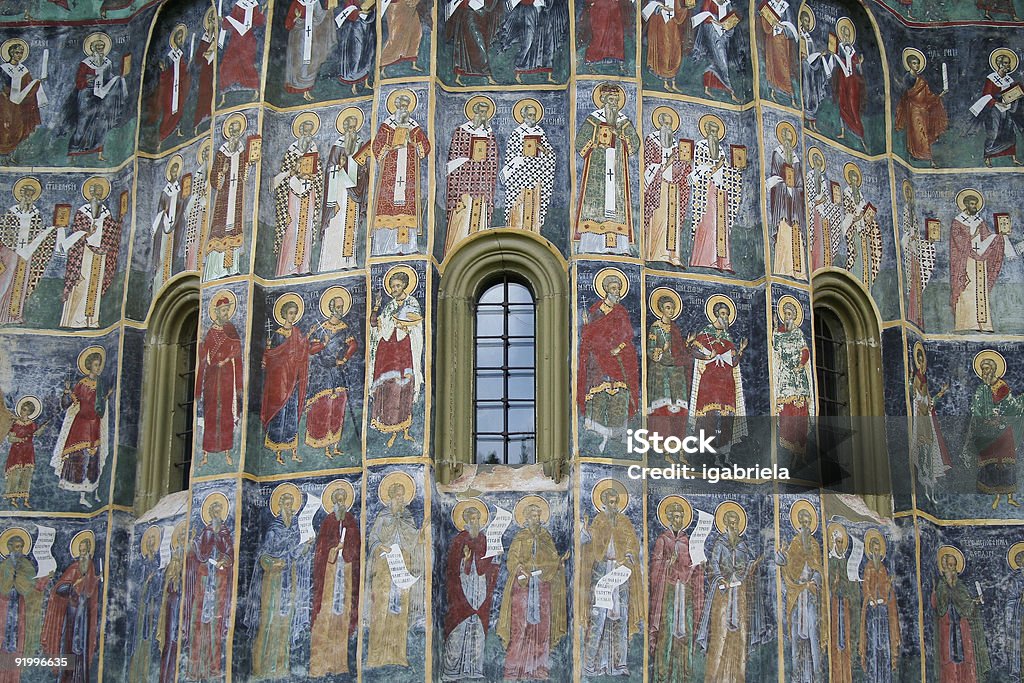 Fresko mit saints - Lizenzfrei Griechisch-Orthodoxe Kirche Stock-Foto