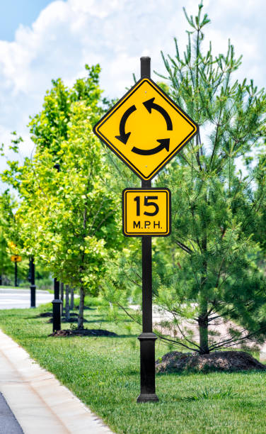 istock Roundabout Sign in a New Upscale Industrial Park 919983850