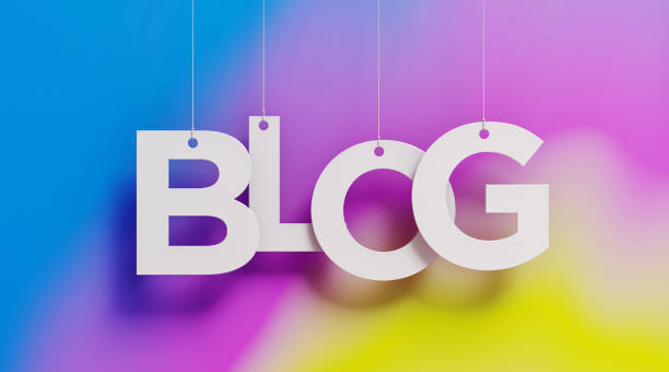 istock Blogging Concept - White Blog Text With Strings Over Colorful Background 919992128