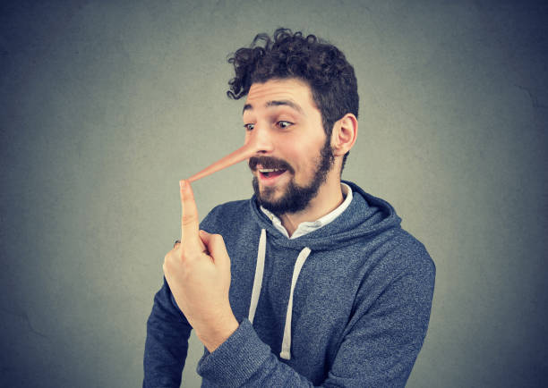 istock Man with long nose. Liar concept. Human emotions, feelings. 920000604