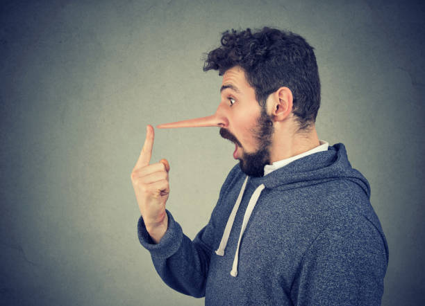 istock Man with long nose. Liar concept. Human emotions, feelings. 920000680
