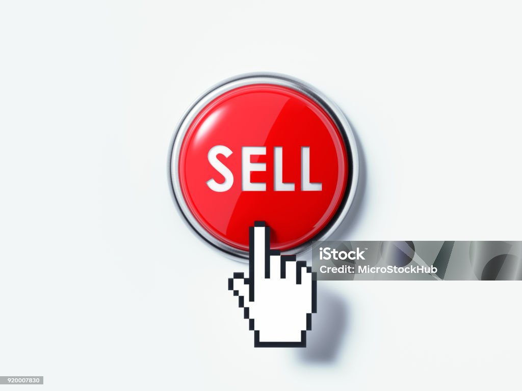 Stock Switch Click Hand Shaped Computer Cursor Clicking On A Red Sell Button Stock Photo ...